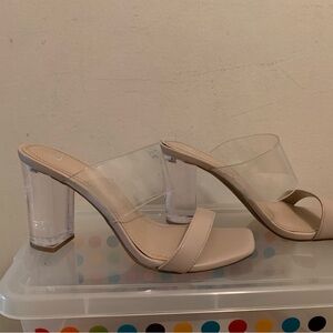 DV by Dolce Vita Clear Strap Nude Heels